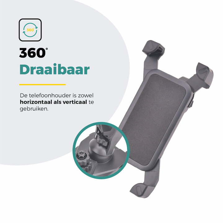 Voltano Telefoonhouder Fiets - 360 Graden Draaibaar - Zwart