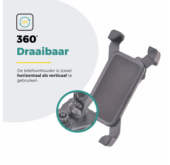 Voltano Telefoonhouder Fiets - 360 Graden Draaibaar - Zwart