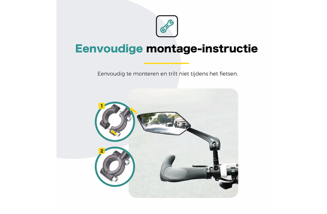 Voltano E-bike Fietsspiegel Links - Zwart - Anti Reflectie