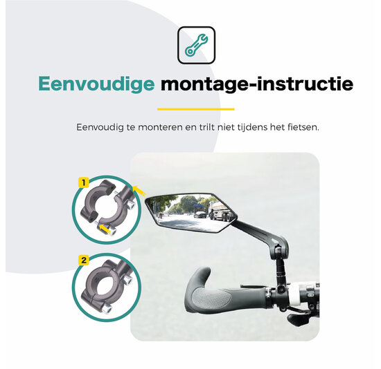 Voltano E-bike Fietsspiegel Links - Zwart - Anti Reflectie