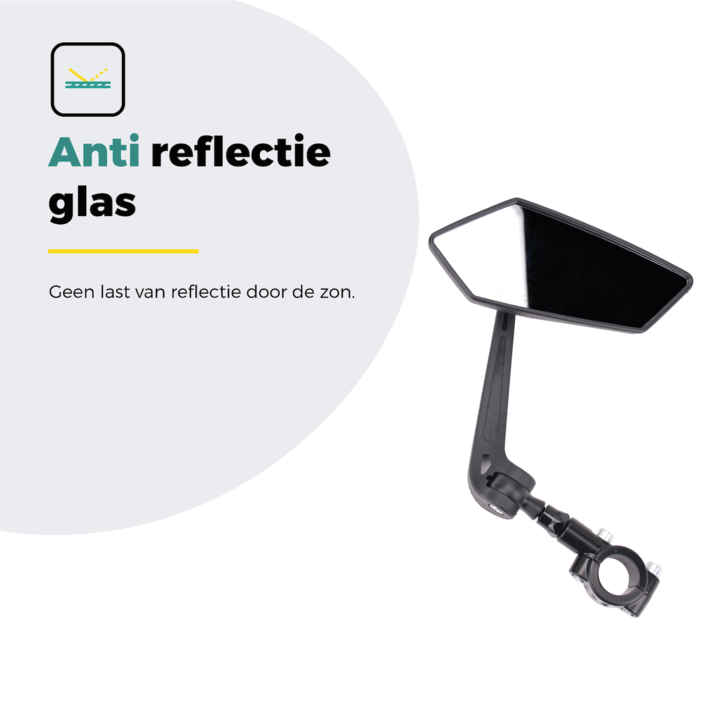 Voltano E-bike Fietsspiegel Links - Zwart - Anti Reflectie