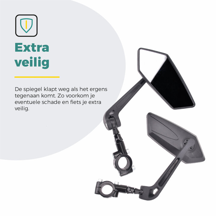 Voltano E-bike Fietsspiegel Links - Zwart - Anti Reflectie