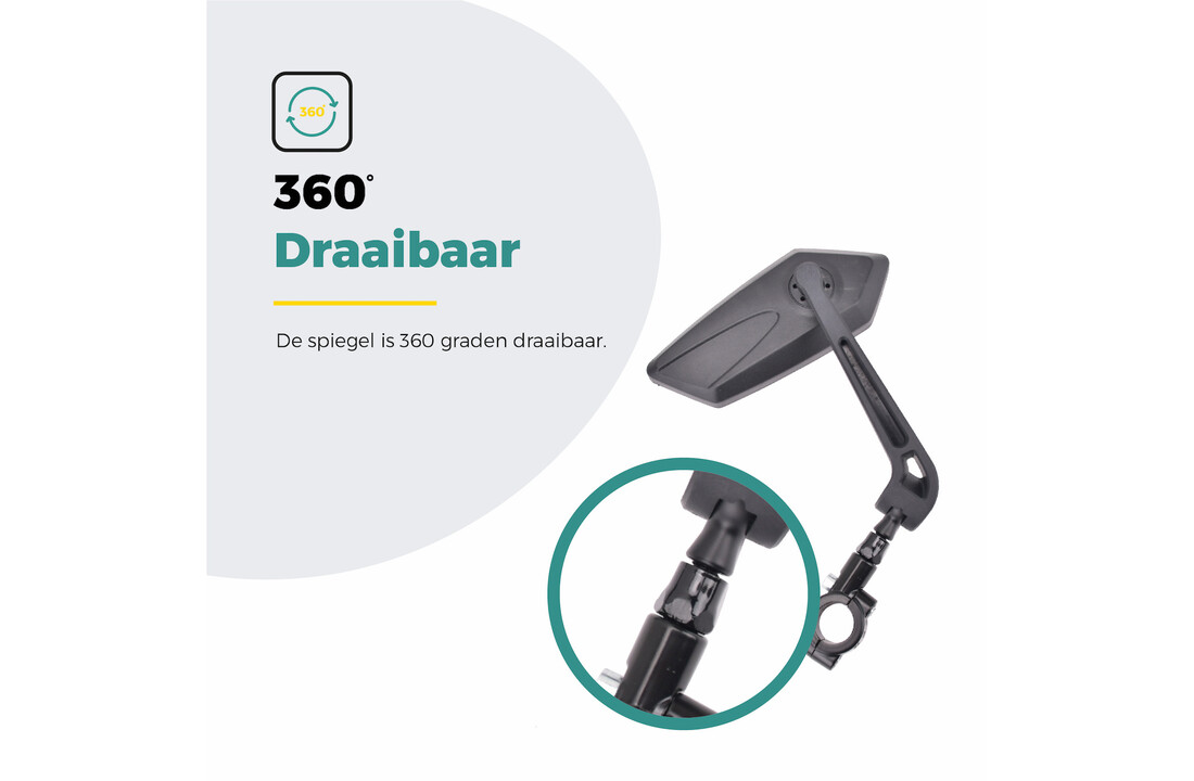 Voltano E-bike Fietsspiegel Links - Zwart - Anti Reflectie