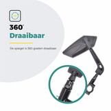 Voltano E-bike Fietsspiegel Links - Zwart - Anti Reflectie