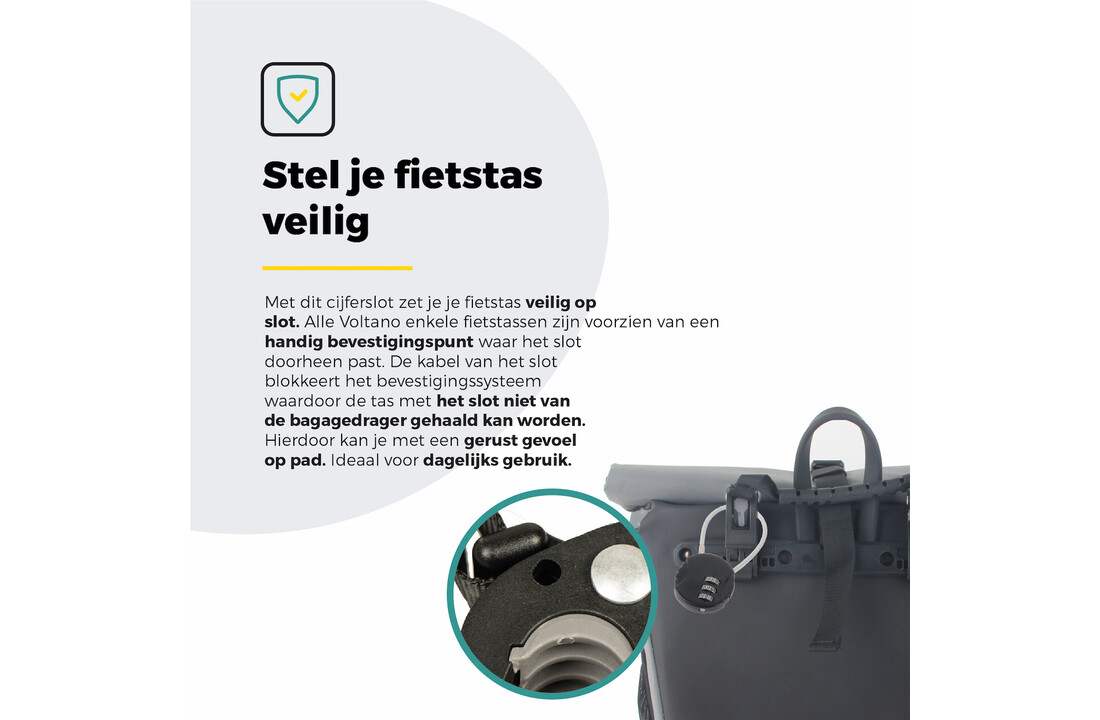 Voltano Fietstas Slot - Hangslot / Cijferslot - Zwart