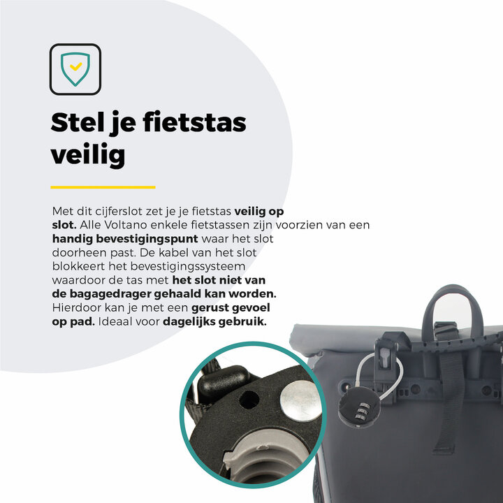 Voltano Fietstas Slot - Hangslot / Cijferslot - Zwart