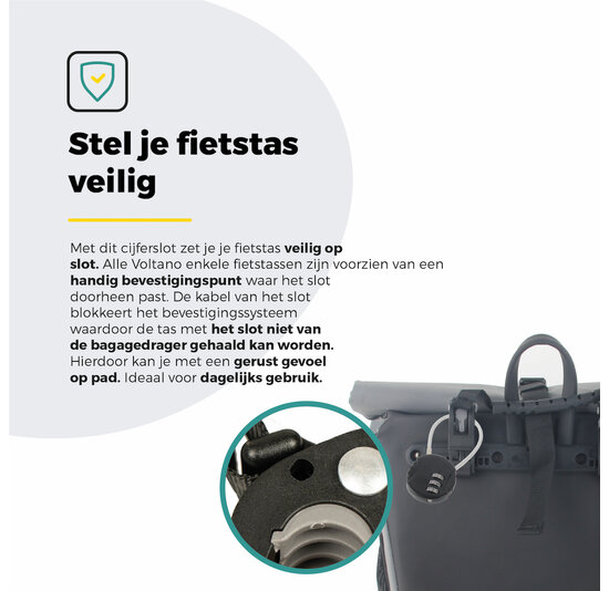 Voltano Fietstas Slot - Hangslot / Cijferslot - Zwart