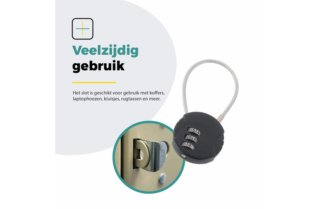 Voltano Fietstas Slot - Hangslot / Cijferslot - Zwart