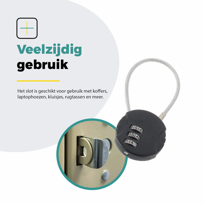 Voltano Fietstas Slot - Hangslot / Cijferslot - Zwart