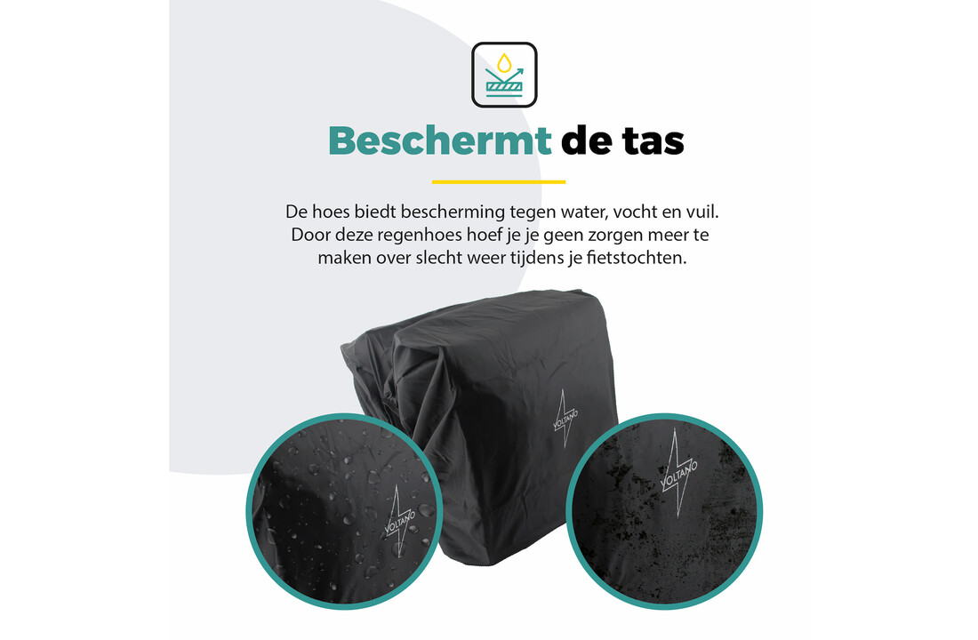 Voltano Regenhoes Dubbele Fietstas - 30-60 Liter - 100% Waterdicht - Zwart