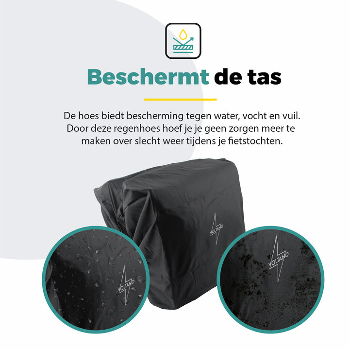 Voltano Regenhoes Dubbele Fietstas - 30-60 Liter - 100% Waterdicht - Zwart