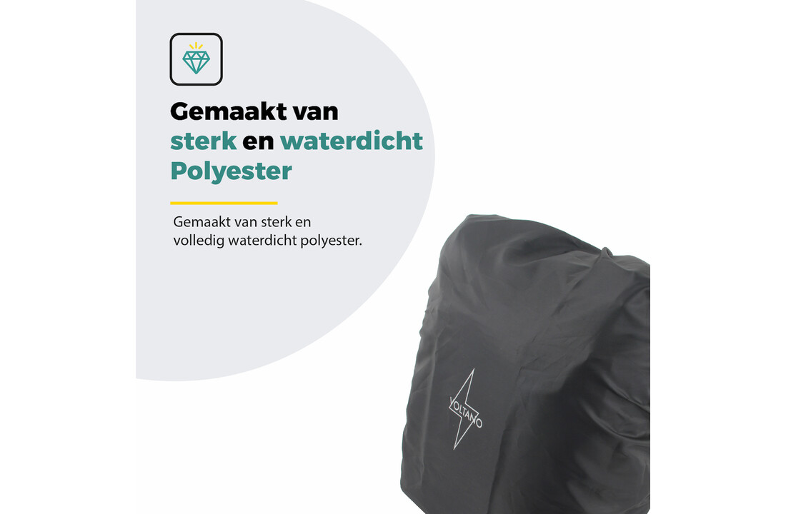 Voltano Regenhoes Enkele Fietstas / Rugtas - 18-30 Liter - 100% Waterdicht - Zwart