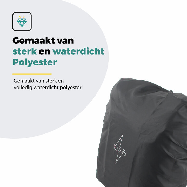 Voltano Regenhoes Enkele Fietstas / Rugtas - 18-30 Liter - 100% Waterdicht - Zwart