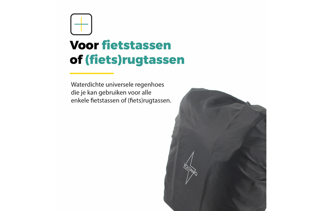 Voltano Regenhoes Enkele Fietstas / Rugtas - 18-30 Liter - 100% Waterdicht - Zwart