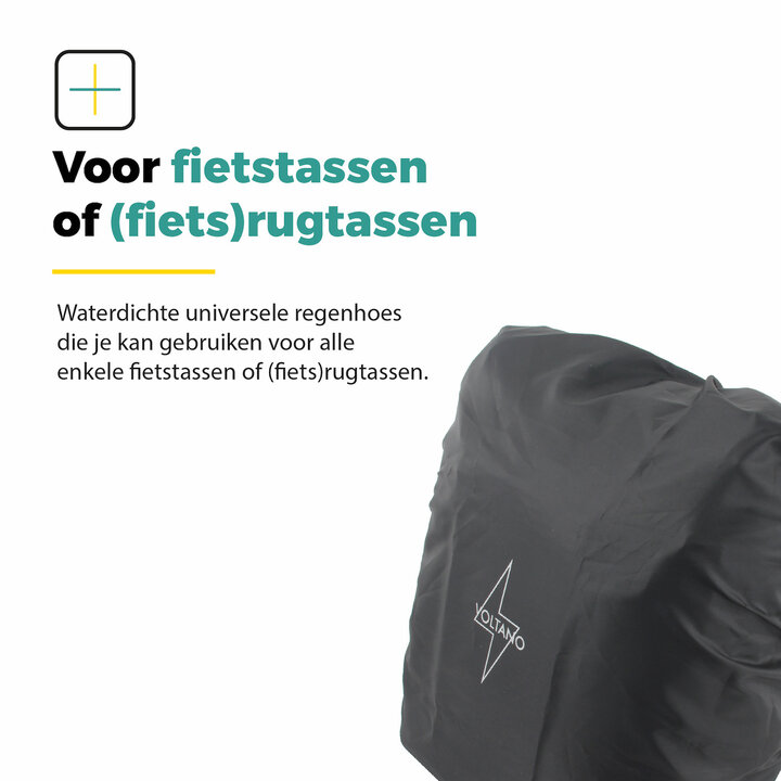 Voltano Regenhoes Enkele Fietstas / Rugtas - 18-30 Liter - 100% Waterdicht - Zwart