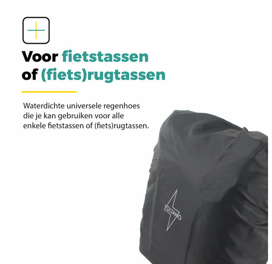 Voltano Regenhoes Enkele Fietstas / Rugtas - 18-30 Liter - 100% Waterdicht - Zwart