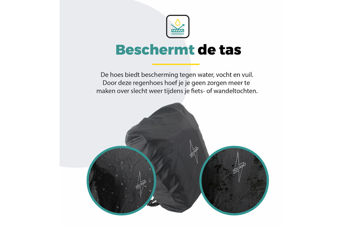 Voltano Regenhoes Enkele Fietstas / Rugtas - 18-30 Liter - 100% Waterdicht - Zwart