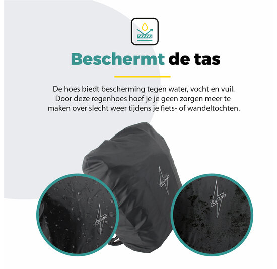 Voltano Regenhoes Enkele Fietstas / Rugtas - 18-30 Liter - 100% Waterdicht - Zwart