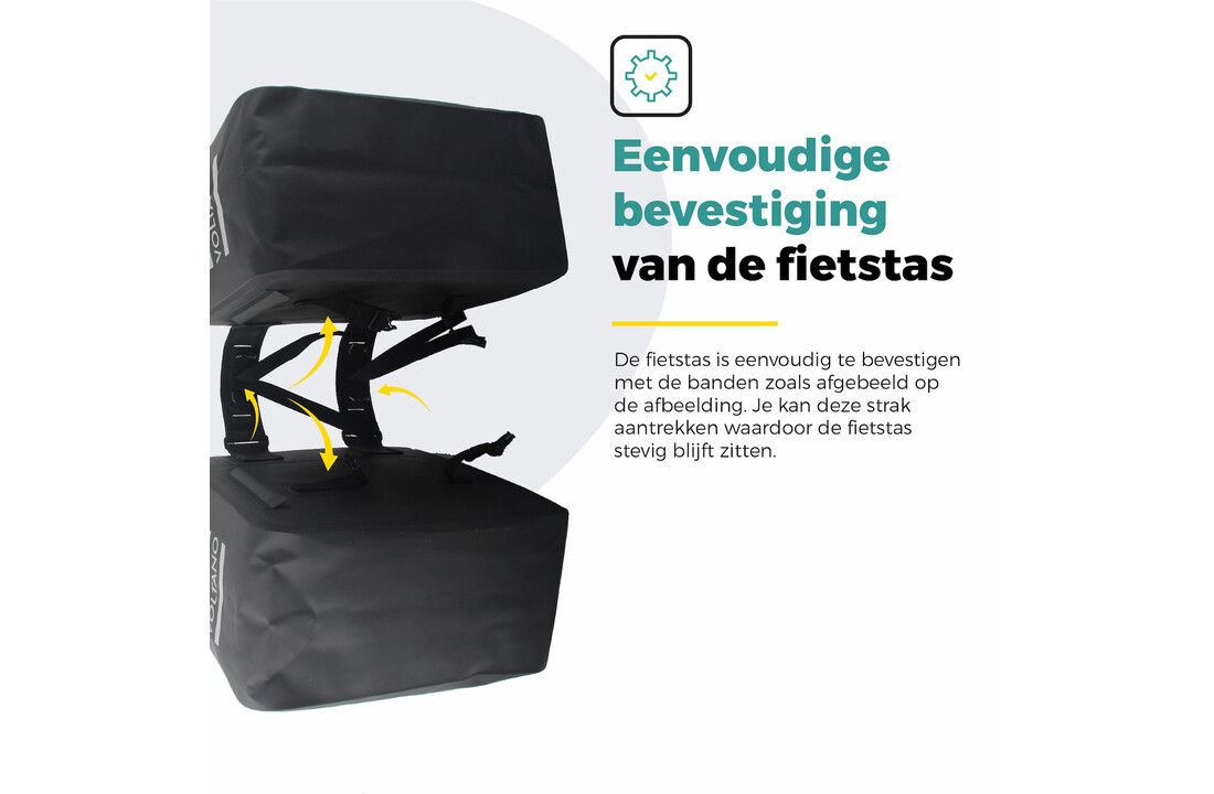 Voltano Dubbele Rolltop Fietstas Volledig Voorgevormd - 50 Liter - Zwart - 100% Waterdicht