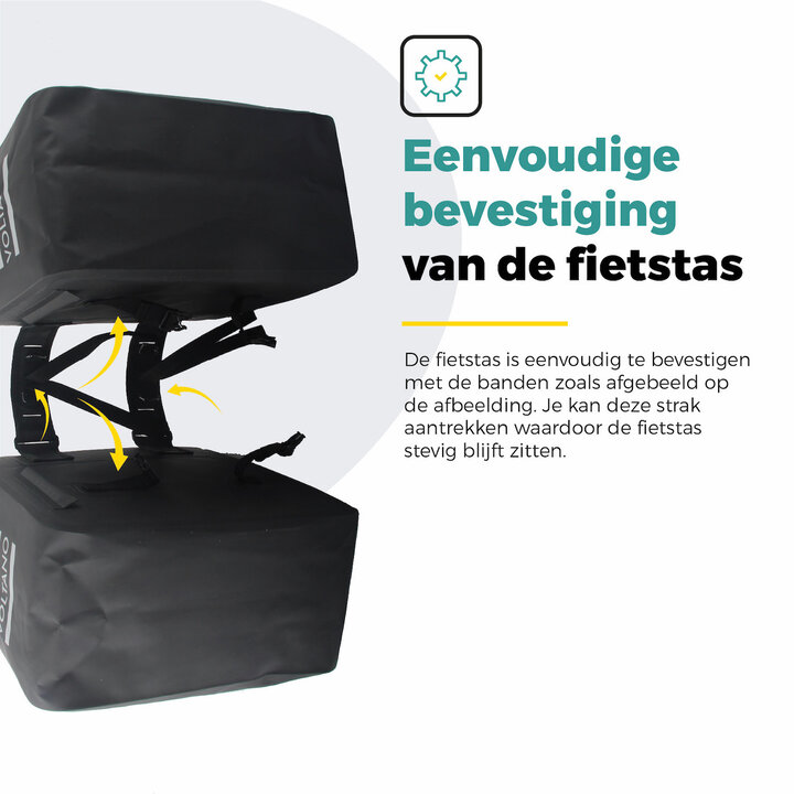 Voltano Dubbele Rolltop Fietstas Volledig Voorgevormd - 50 Liter - Zwart - 100% Waterdicht