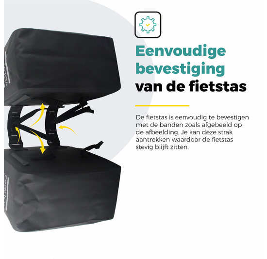 Voltano Dubbele Rolltop Fietstas Volledig Voorgevormd - 50 Liter - Zwart - 100% Waterdicht
