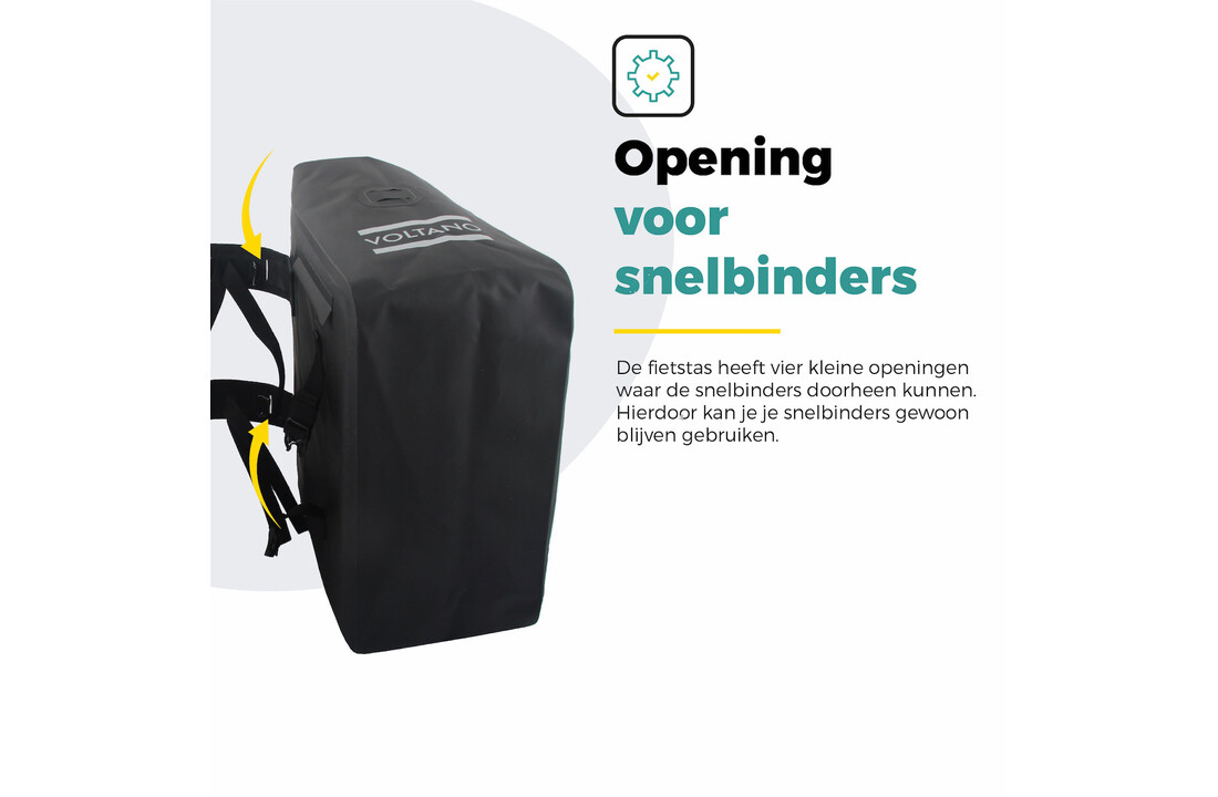 Voltano Dubbele Rolltop Fietstas Volledig Voorgevormd - 50 Liter - Zwart - 100% Waterdicht