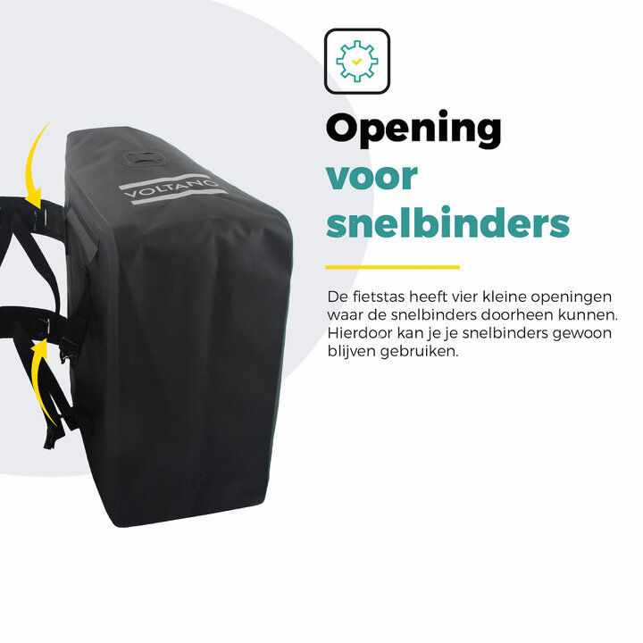 Voltano Dubbele Rolltop Fietstas Volledig Voorgevormd - 50 Liter - Zwart - 100% Waterdicht