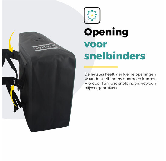 Voltano Dubbele Rolltop Fietstas Volledig Voorgevormd - 50 Liter - Zwart - 100% Waterdicht