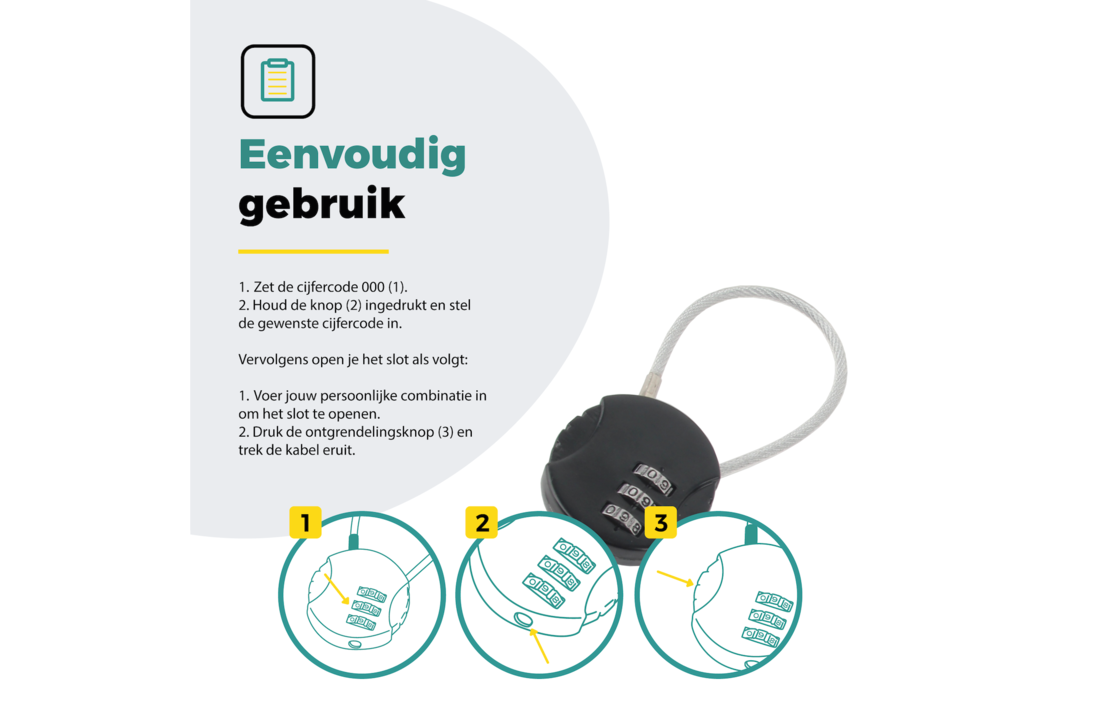 Voltano Fietstas Slot - Hangslot / Cijferslot - Zwart