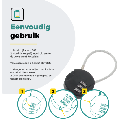 Voltano Fietstas Slot - Hangslot / Cijferslot - Zwart