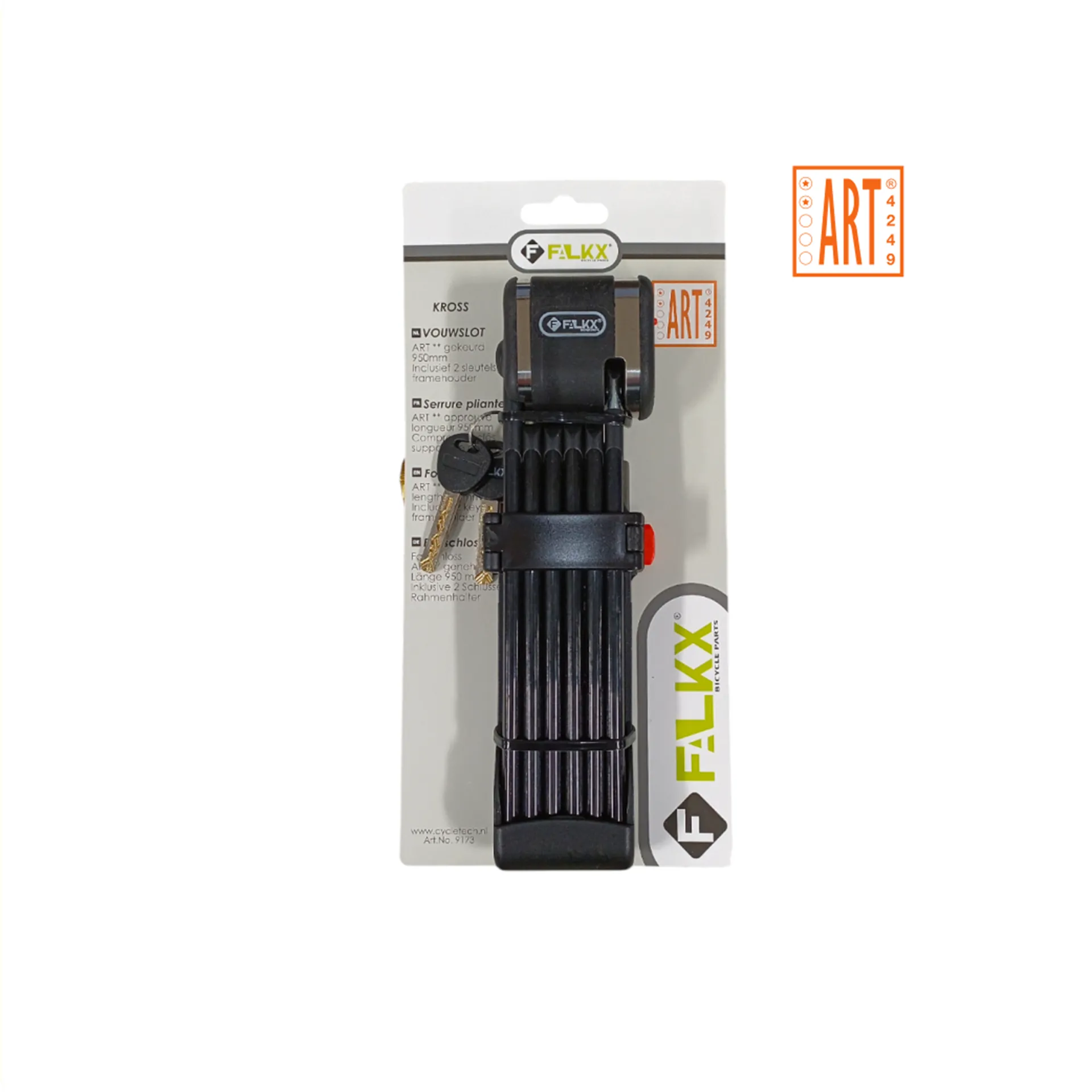 Falkx Vouwslot Kross ART2 - Zwart - 95CM - Met Framehouder
