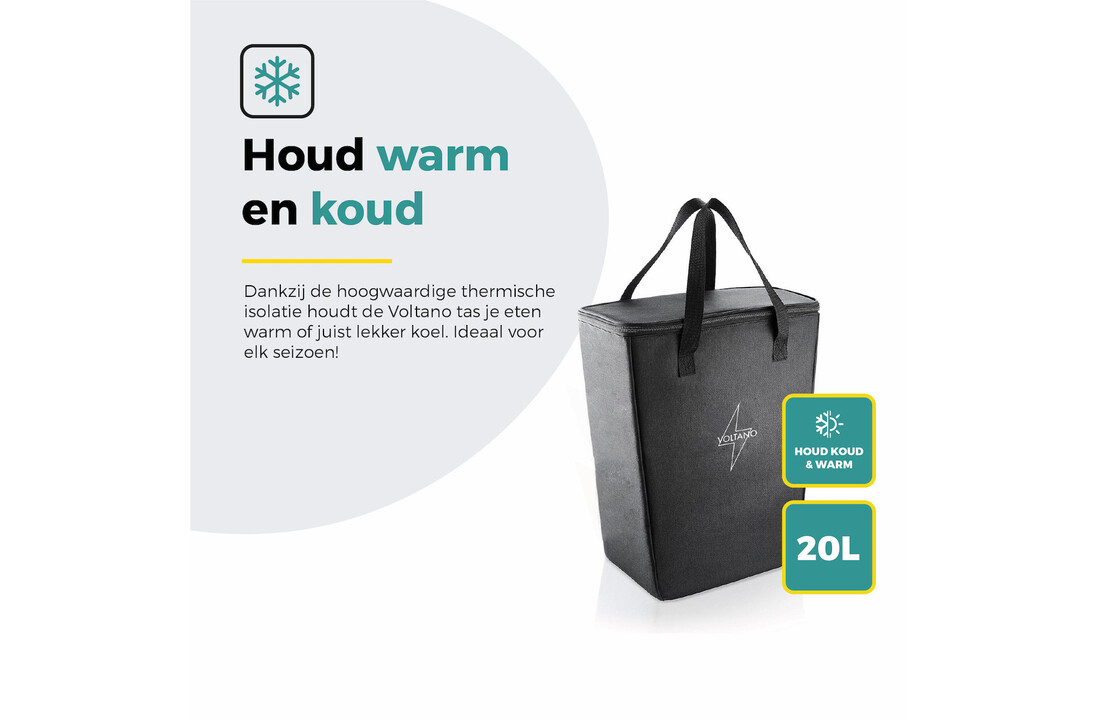 Voltano Koeltas Voor Fietstas Of Rugtas - Inleg Koeltas - Boodschappentas - Zwart - 20 Liter