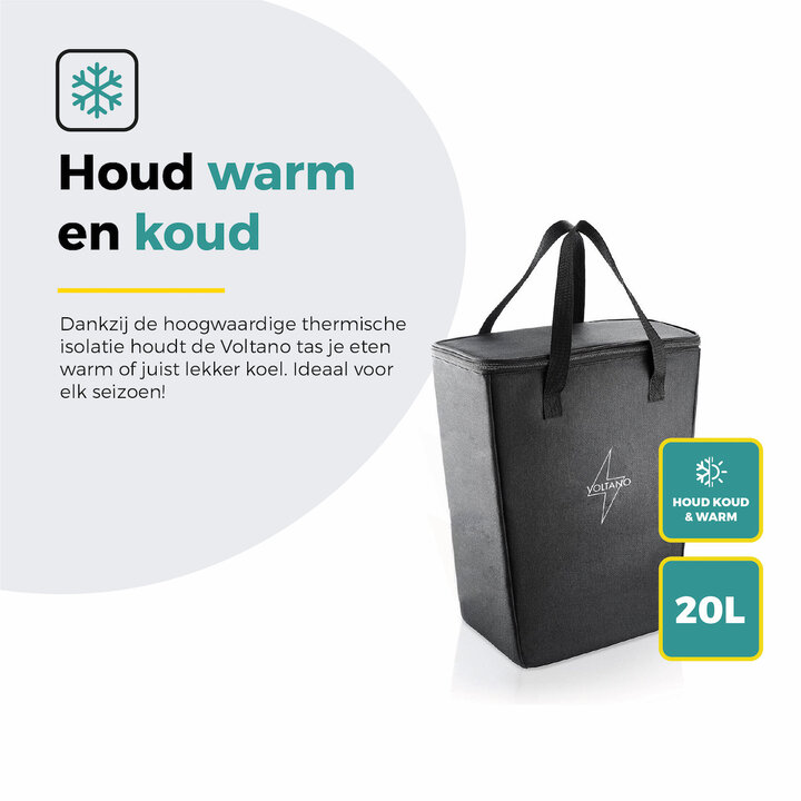 Voltano Koeltas Voor Fietstas Of Rugtas - Inleg Koeltas - Boodschappentas - Zwart - 20 Liter