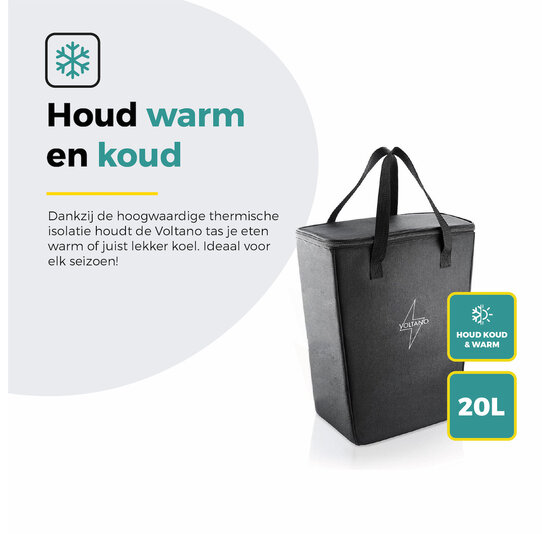 Voltano Koeltas Voor Fietstas Of Rugtas - Inleg Koeltas - Boodschappentas - Zwart - 20 Liter