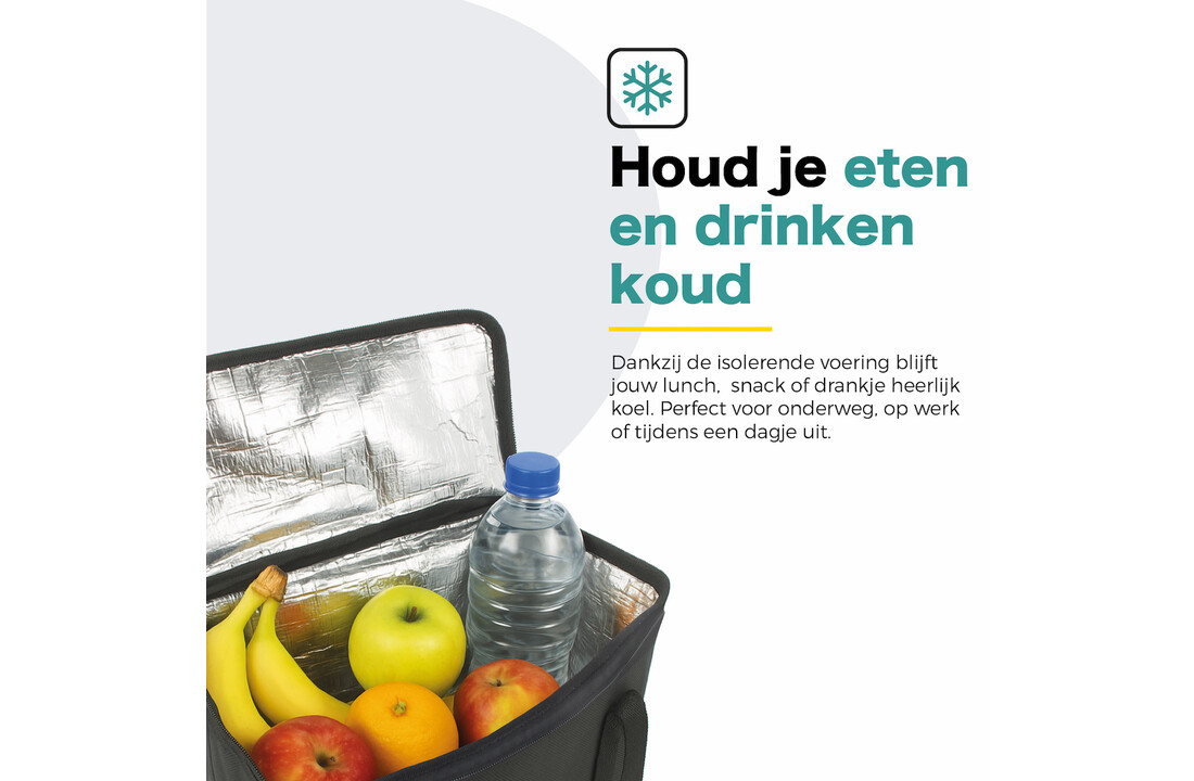 Voltano Koeltas Voor Fietstas Of Rugtas - Inleg Koeltas - Boodschappentas - Zwart - 20 Liter