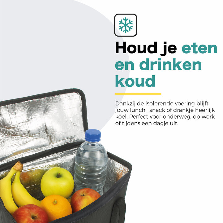 Voltano Koeltas Voor Fietstas Of Rugtas - Inleg Koeltas - Boodschappentas - Zwart - 20 Liter