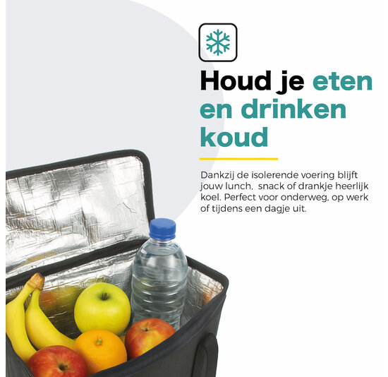 Voltano Koeltas Voor Fietstas Of Rugtas - Inleg Koeltas - Boodschappentas - Zwart - 20 Liter