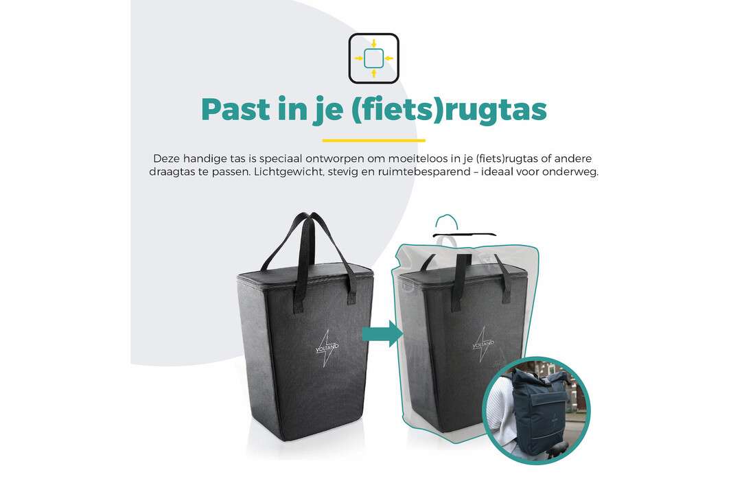 Voltano Koeltas Voor Fietstas Of Rugtas - Inleg Koeltas - Boodschappentas - Zwart - 20 Liter