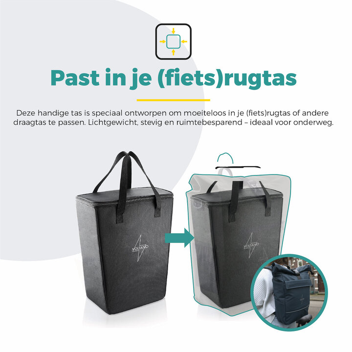 Voltano Koeltas Voor Fietstas Of Rugtas - Inleg Koeltas - Boodschappentas - Zwart - 20 Liter