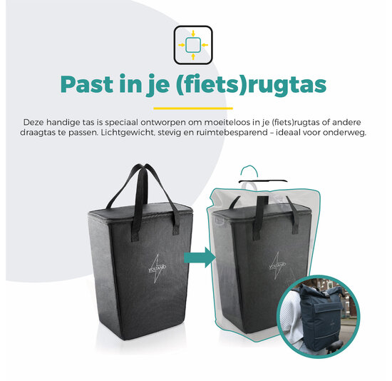 Voltano Koeltas Voor Fietstas Of Rugtas - Inleg Koeltas - Boodschappentas - Zwart - 20 Liter