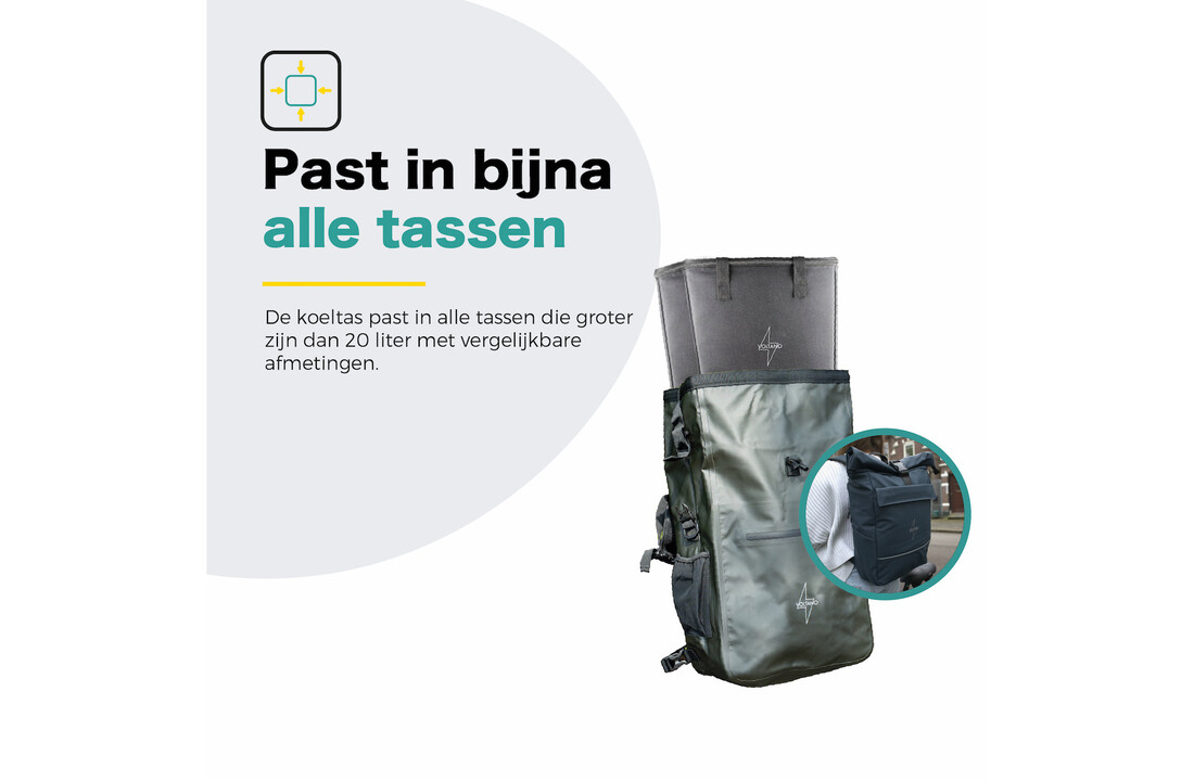 Voltano Koeltas Voor Fietstas Of Rugtas - Inleg Koeltas - Boodschappentas - Zwart - 20 Liter