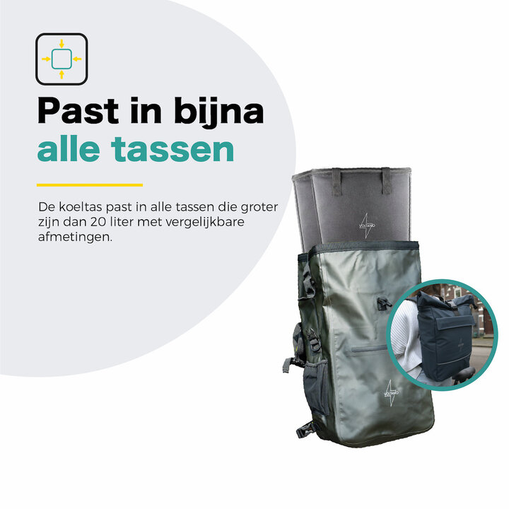 Voltano Koeltas Voor Fietstas Of Rugtas - Inleg Koeltas - Boodschappentas - Zwart - 20 Liter