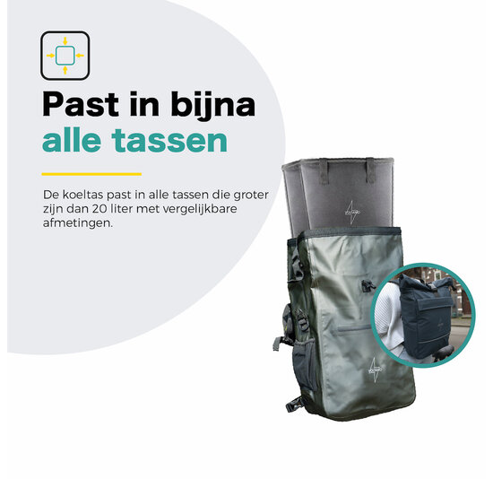 Voltano Koeltas Voor Fietstas Of Rugtas - Inleg Koeltas - Boodschappentas - Zwart - 20 Liter