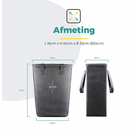 Voltano Koeltas Voor Fietstas Of Rugtas - Inleg Koeltas - Boodschappentas - Zwart - 20 Liter