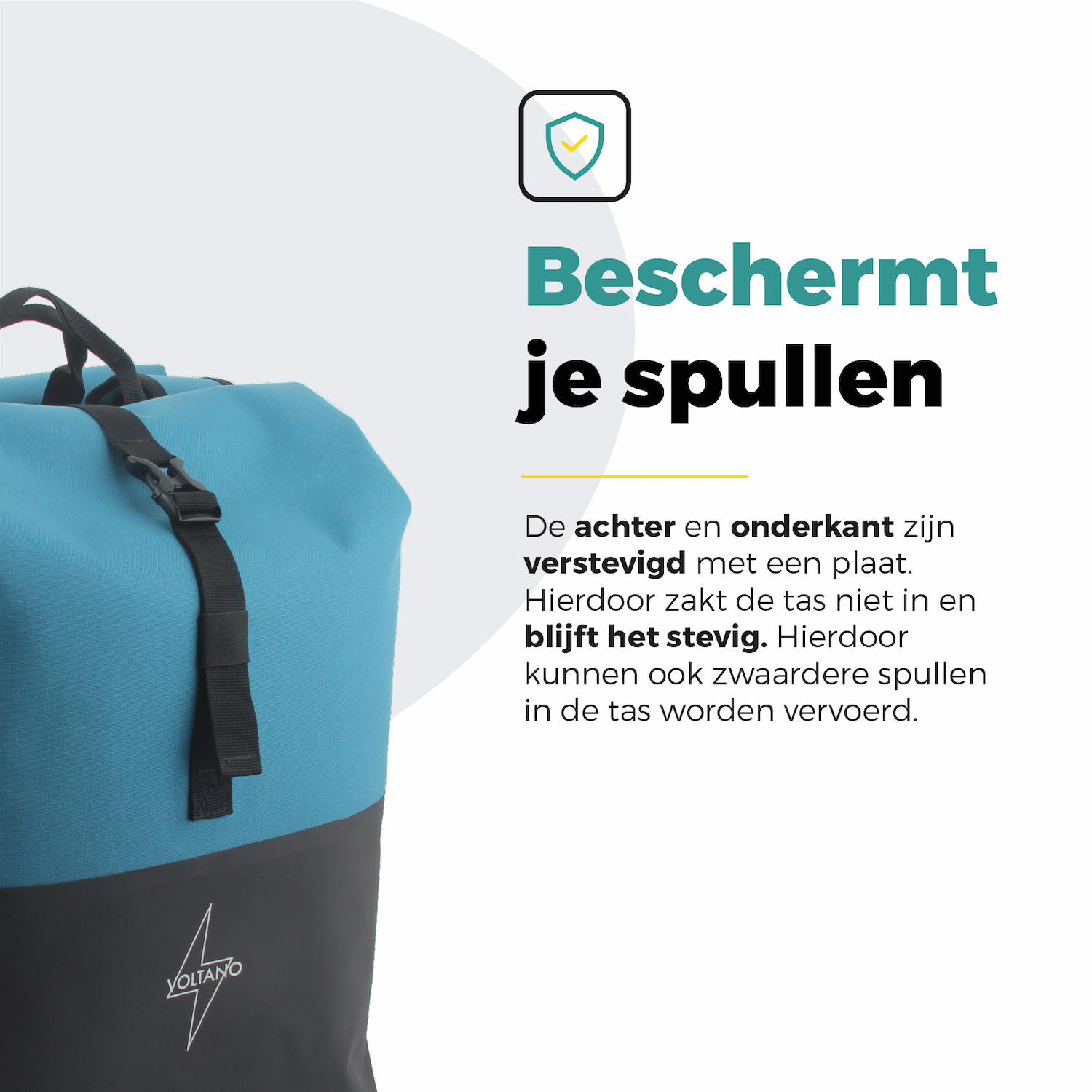 Voltano Dubbele Fietstas Rolltop Reflective Special Edition - Zwart / Blauw  - 50 Liter - 100% Waterdicht