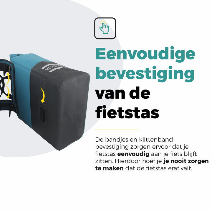 Voltano Dubbele Fietstas Rolltop Reflective Special Edition - Zwart / Blauw  - 50 Liter - 100% Waterdicht