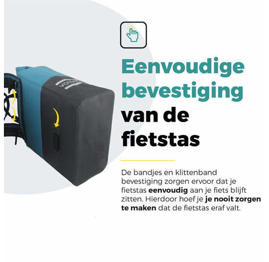 Voltano Dubbele Fietstas Rolltop Reflective Special Edition - Zwart / Blauw  - 50 Liter - 100% Waterdicht