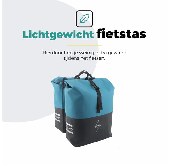 Voltano Dubbele Fietstas Rolltop Reflective Special Edition - Zwart / Blauw  - 50 Liter - 100% Waterdicht
