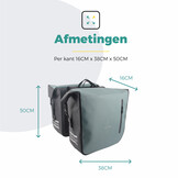 Voltano Dubbele Fietstas Rolltop Luxe E-bike - Zwart / Mintgroen - 48 Liter - 100% Waterdicht