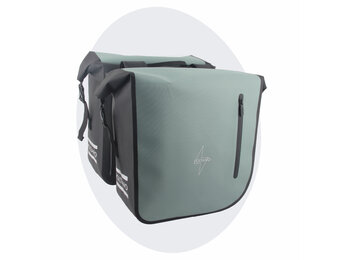 Voltano Dubbele Fietstas Rolltop Luxe E-bike - Zwart / Mintgroen - 48 Liter - 100% Waterdicht